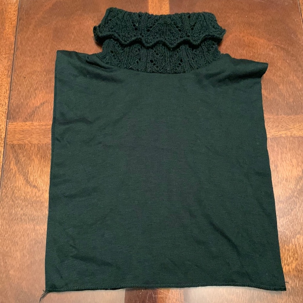 Vintage Dickey Laced Turtleneck Top 1980s Dickie Dicky Shirt Turtle Neck Green